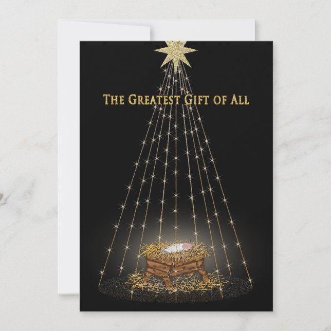 Tarjeta Festiva Navidades Christian Manger Greeting (Anverso)