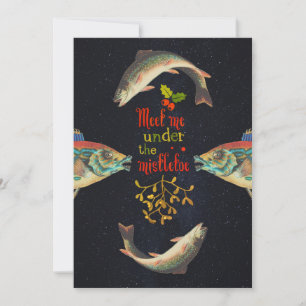 Tarjeta Festiva Navidades citan peces en el espacio