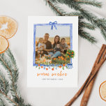Tarjeta Festiva Navidades Citrus Botanical Floral | Foto de vacaci<br><div class="desc">Envíe sus saludos de vacaciones con estilo con esta sencilla y dulce tarjeta de fotos de Navidad de cítricos. Espacio para una de tus fotos favoritas y un mensaje personalizado en la parte de atrás. Disfrute de la fascinante belleza de las vacaciones con una paleta de colores de verde azulado...</div>