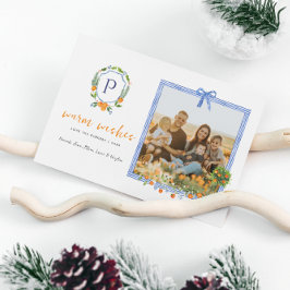 Tarjeta Festiva Navidades Citrus Botanical Floral | Foto de vacaci