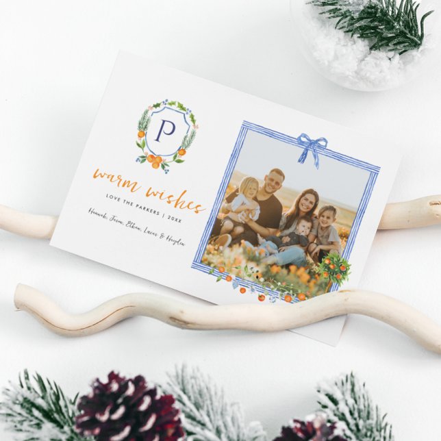 Tarjeta Festiva Navidades Citrus Botanical Floral | Foto de vacaci (Subido por el creador)