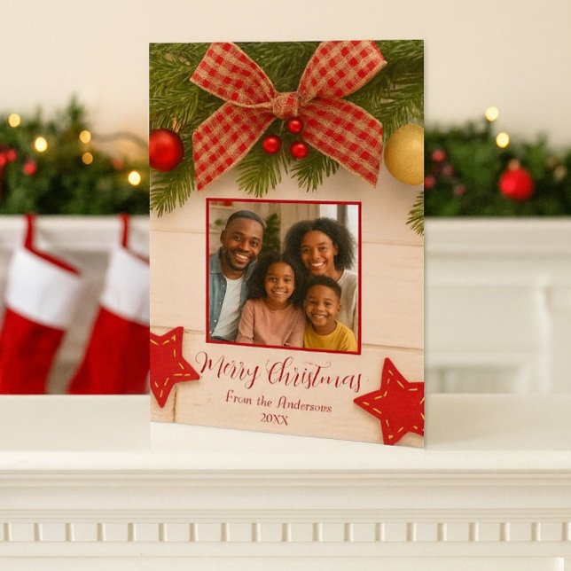 Tarjeta Festiva Navidades clásicos Bow & Pine (Subido por el creador)