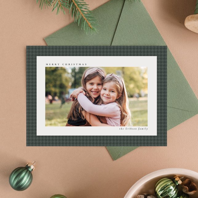 Tarjeta Festiva Navidades clásicos con una foto verde (Subido por el creador)