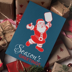 Tarjeta Festiva Navidades clásicos de bolas de póleo Santa Azul