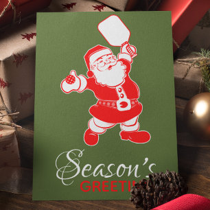 Tarjeta Festiva Navidades clásicos de bolas de póleo Santa Green