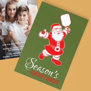 Tarjeta Festiva Navidades clásicos de bolas de póquer Santa Green