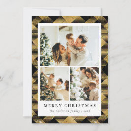 Tarjeta Festiva Navidades clásicos de Collage de fotos y oro negro