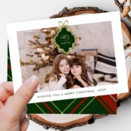 Tarjeta Festiva Navidades clásicos de Escudo, foto roja