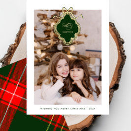 Tarjeta Festiva Navidades clásicos de Escudo, foto roja