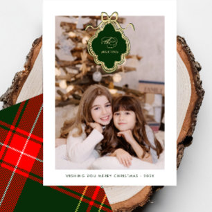 Tarjeta Festiva Navidades clásicos de Escudo, foto roja