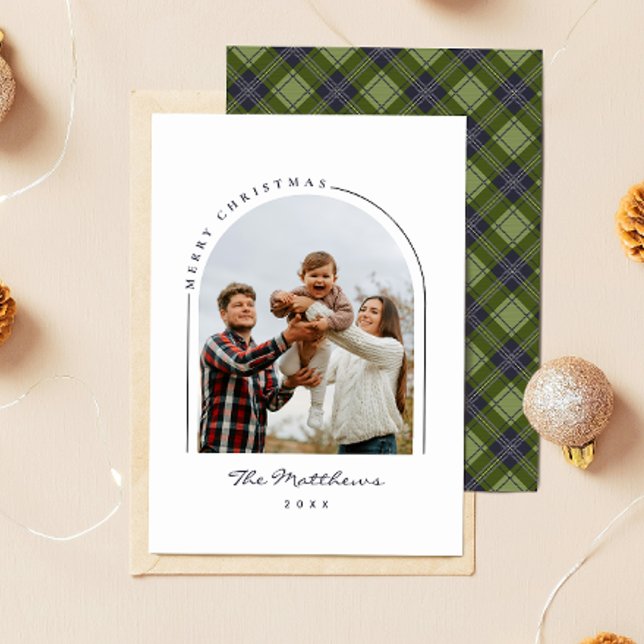 Tarjeta Festiva Navidades clásicos de fotografía de familia simple (Subido por el creador)