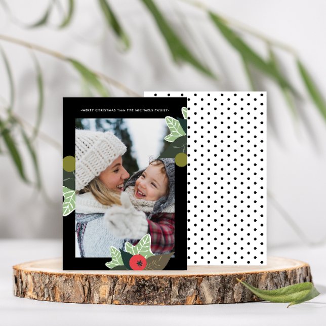 Tarjeta Festiva Navidades clásicos de fotografía de marco botánico (Subido por el creador)