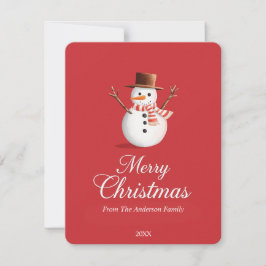 Tarjeta Festiva Navidades clásicos de la familia Red Snowman