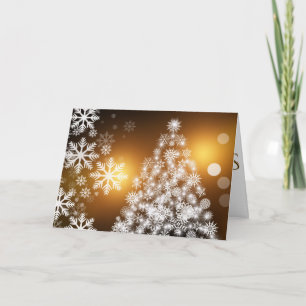 Tarjeta Festiva Navidades Clásicos de Oro del Árbol de Nieve Blanc