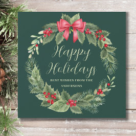 Tarjeta Festiva Navidades clásicos de Wreath