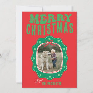 Tarjeta Festiva Navidades clásicos del marco de fotos de puntos de