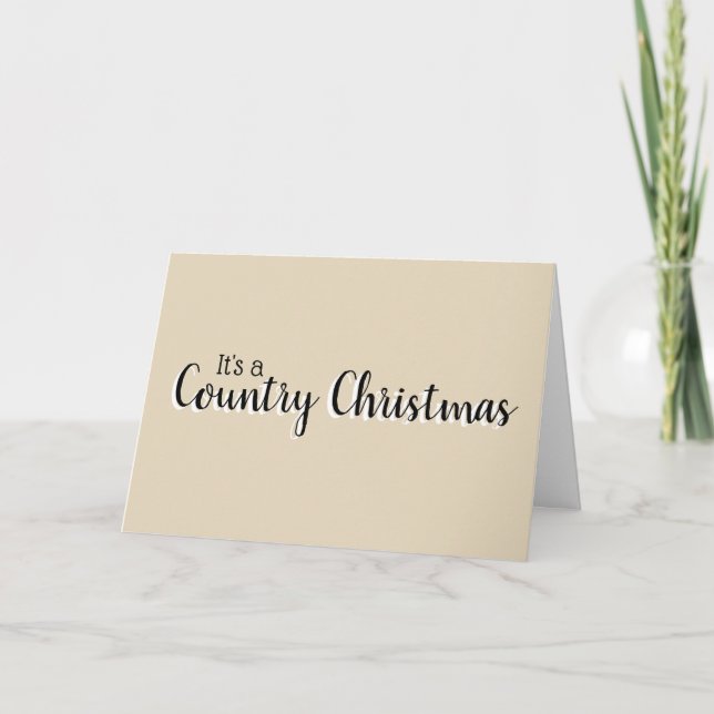 Tarjeta Festiva Navidades clásicos del país Personalizable Beige (Anverso)