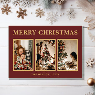 Tarjeta Festiva Navidades Clásicos minimalistas Tres Fotografías