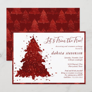Tarjeta Festiva Navidades clásicos   Rich Crimson Tree Trim Fiesta