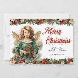 Tarjeta Festiva Navidades clásicos tradicionales ángel de Victoria