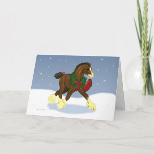 Tarjeta Festiva Navidades Clydesdale Horse Colt Greeting Card