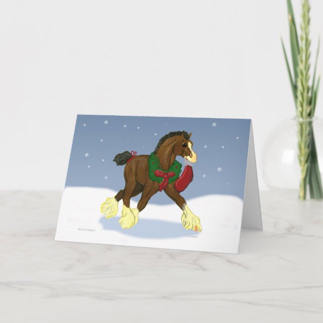 Tarjeta Festiva Navidades Clydesdale Horse Colt Greeting Card (Anverso)