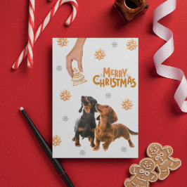Tarjeta Festiva Navidades cocina a perro cachorro de Dachshund