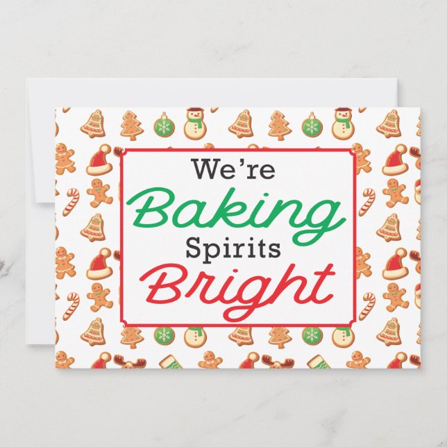 Tarjeta Festiva Navidades Cocineros Horneando Espíritus Brillantes (Anverso)