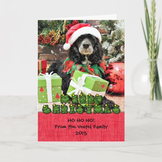Tarjeta Festiva Navidades - Cockapoo - Baxter (Anverso)