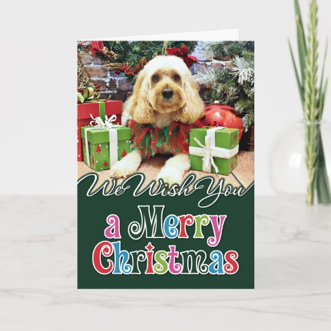 Tarjeta Festiva Navidades - Cockapoo - Buddy (Anverso)