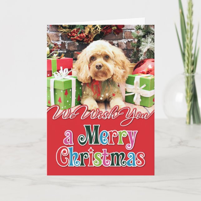 Tarjeta Festiva Navidades - Cockapoo - Morgan (Anverso)