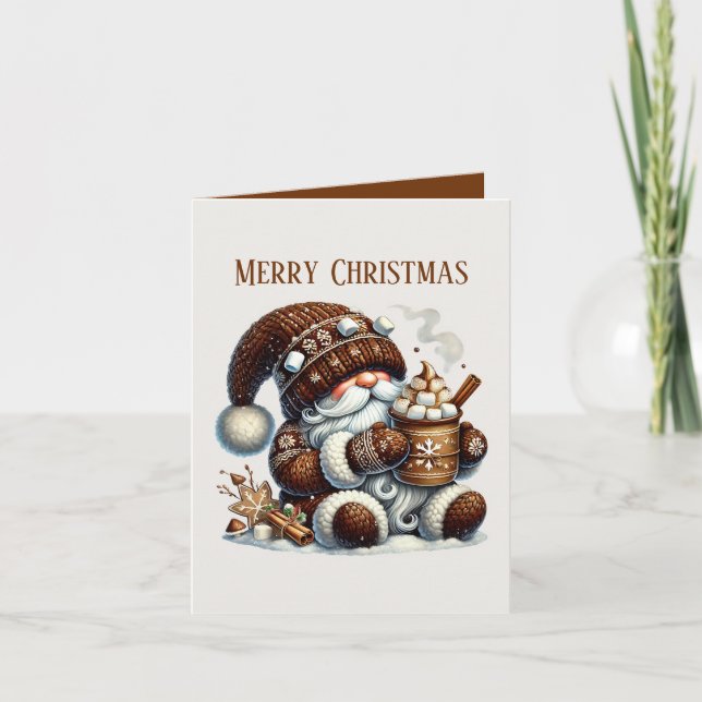 Tarjeta Festiva Navidades cocoa gnome añadir mensaje (Anverso)