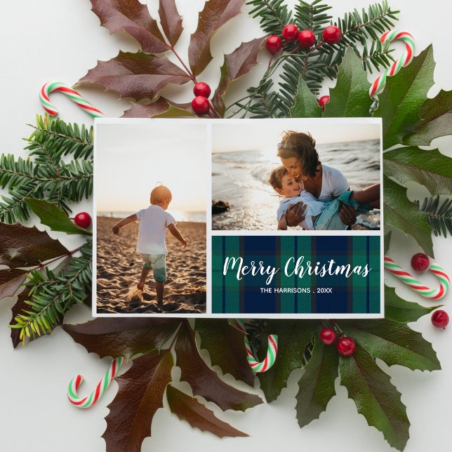 Tarjeta Festiva Navidades Collage de fotos de vacaciones Negro rel (Subido por el creador)