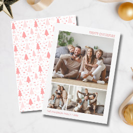 Tarjeta Festiva Navidades Collage de fotos Familia Rosa