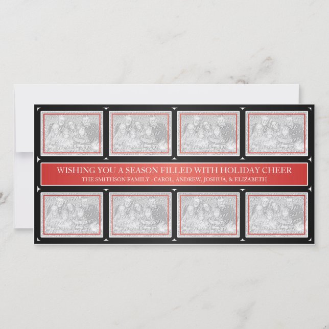 Tarjeta Festiva Navidades Collage Red Black (Anverso)