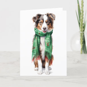Tarjeta Festiva Navidades Collie, Collie fronterizo, Shep australi