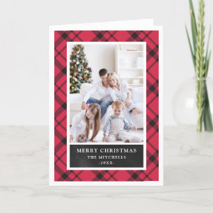 Tarjeta Festiva Navidades colocados   Foto roja y negra