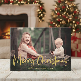 Tarjeta Festiva Navidades colocados Relieve metalizado dorado guió