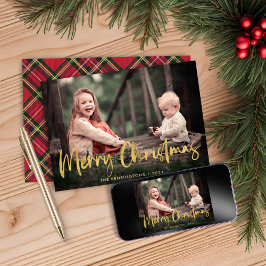 Tarjeta Festiva Navidades colocados Relieve metalizado dorado guió