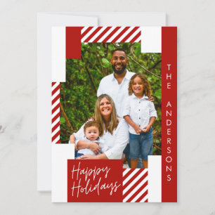 Tarjeta Festiva navidades coloreados de caramelo rojo y blanco
