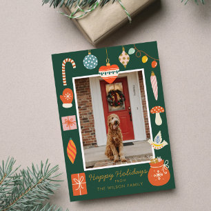 Tarjeta Festiva Navidades Colorful Ornament Cute Family Photo