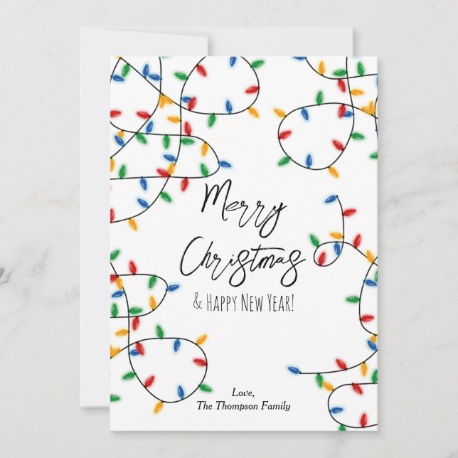 Tarjeta Festiva Navidades coloridos alumbran sin foto (Anverso)