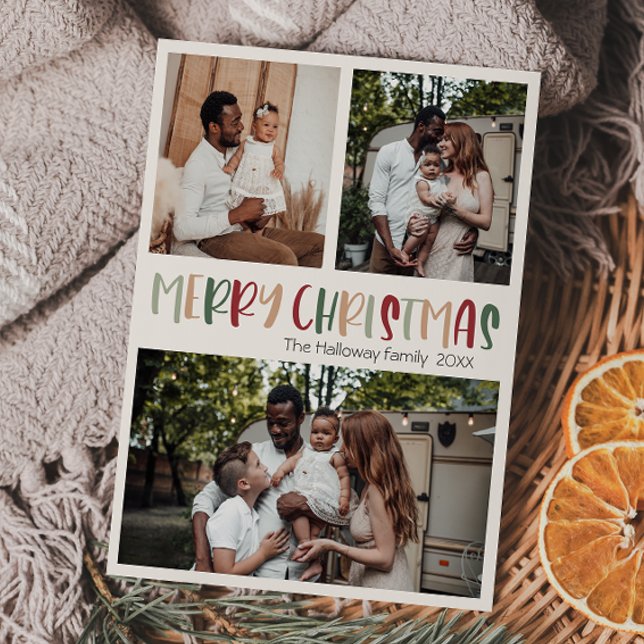 Tarjeta Festiva Navidades Coloridos Casuales Verdes Audaz Tres Fot (Subido por el creador)