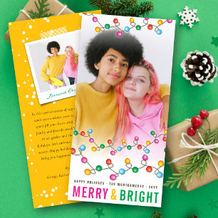 Tarjeta Festiva Navidades coloridos iluminan foto divertida