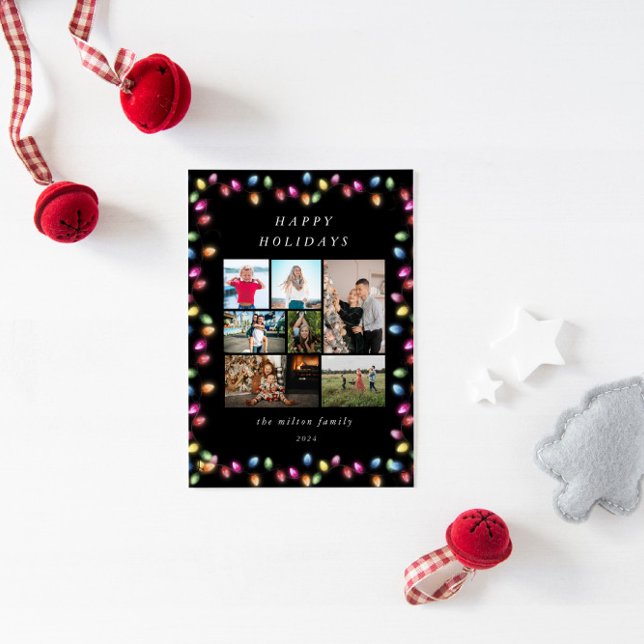 Tarjeta Festiva Navidades coloridos iluminan múltiples fotos (Subido por el creador)