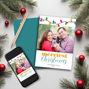Tarjeta Festiva Navidades coloridos modernos iluminan foto de feri