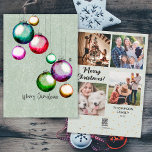 Tarjeta Festiva Navidades coloridos Saltos 4 Collage de fotos fami<br><div class="desc">¿Buscando una tarjeta de Navidad con bolas de Navidad y copos de nieve? ¡Mira nuestra Colorida tarjeta de vacaciones de Collage de fotos familiar Balls para Navidades! Esta tarjeta contiene hermosas bolas de Navidad y copos de nieve en el frente. En la parte posterior, puede personalizar el texto y agregar...</div>