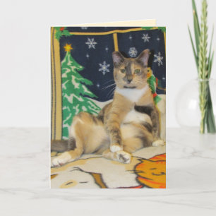Tarjeta Festiva Navidades cómodos de Callie Muffin - Gato gracioso