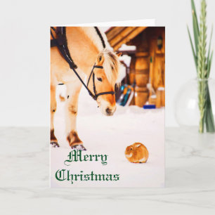 Tarjeta Festiva Navidades con animales de granja al aire libre en 