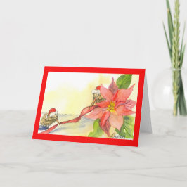 Tarjeta Festiva Navidades con cinta de opciones Kiwi y Poinsettia
